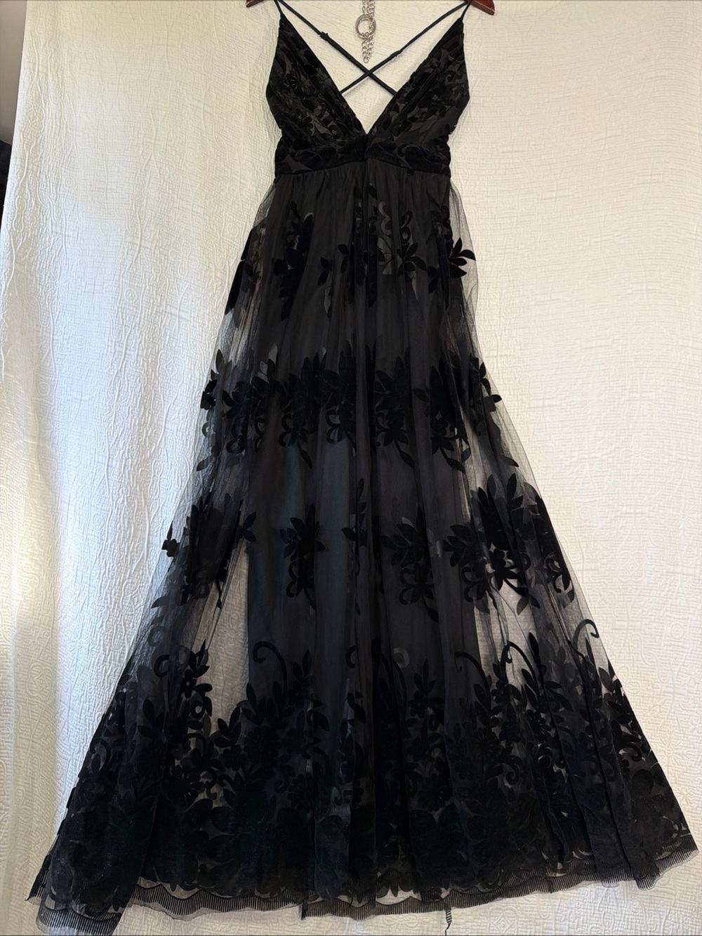 The Vintage Shop Black BurnOut Velvet Sheer Maxi Dress Small Romantic Whimsigoth